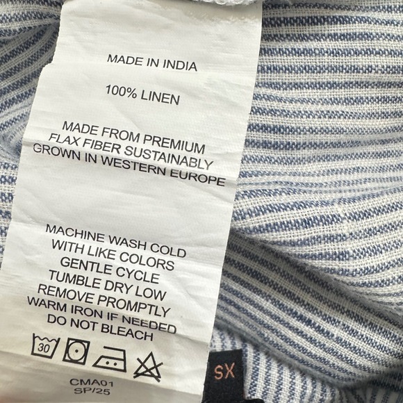 Quince Linen Wide Leg Pants XS Blue White Stripe Drawstring - Picture 8 of 9